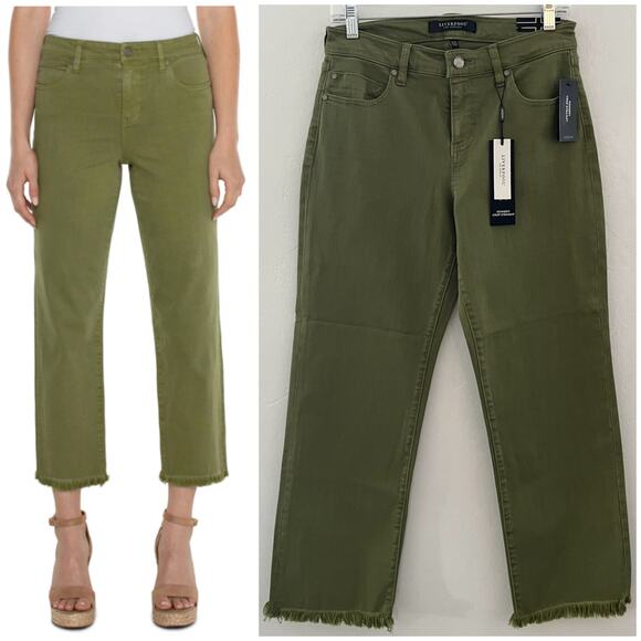 Liverpool Kennedy Crop Straight Jeans Women's 6/28 in Eucalyptus Green $109 NWT - Picture 2 of 14
